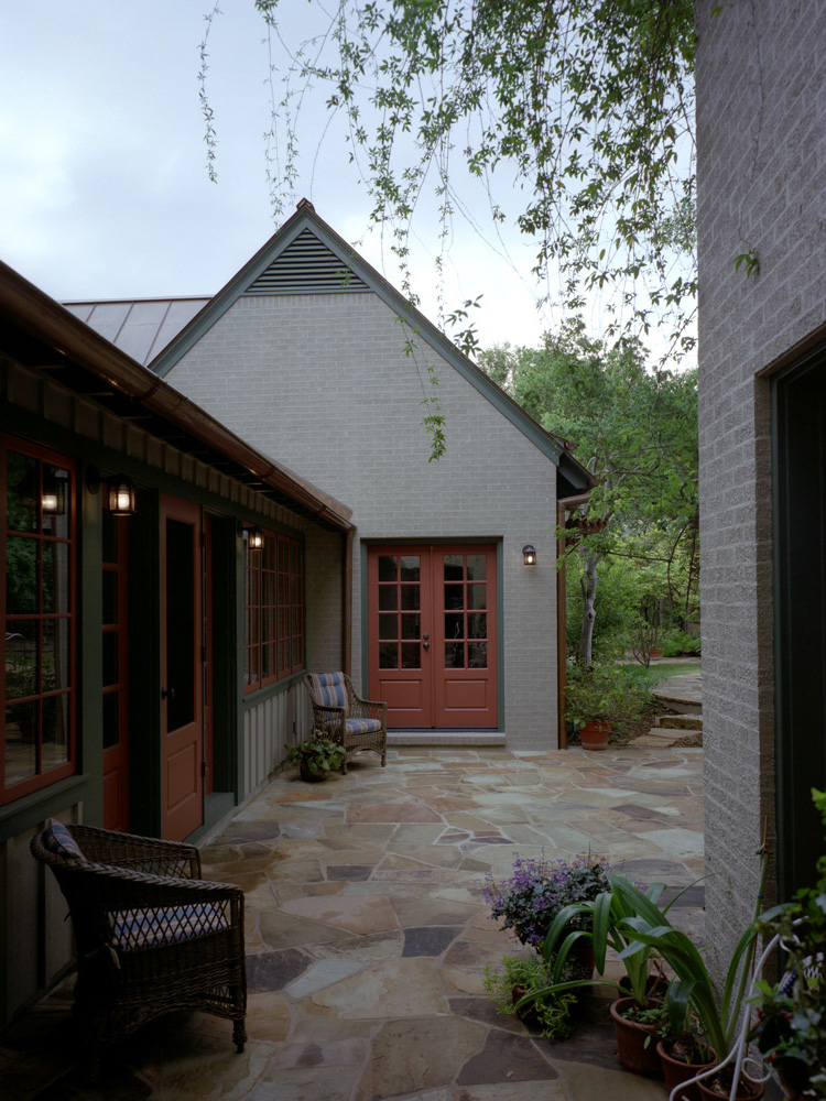 Stone patio of a house.