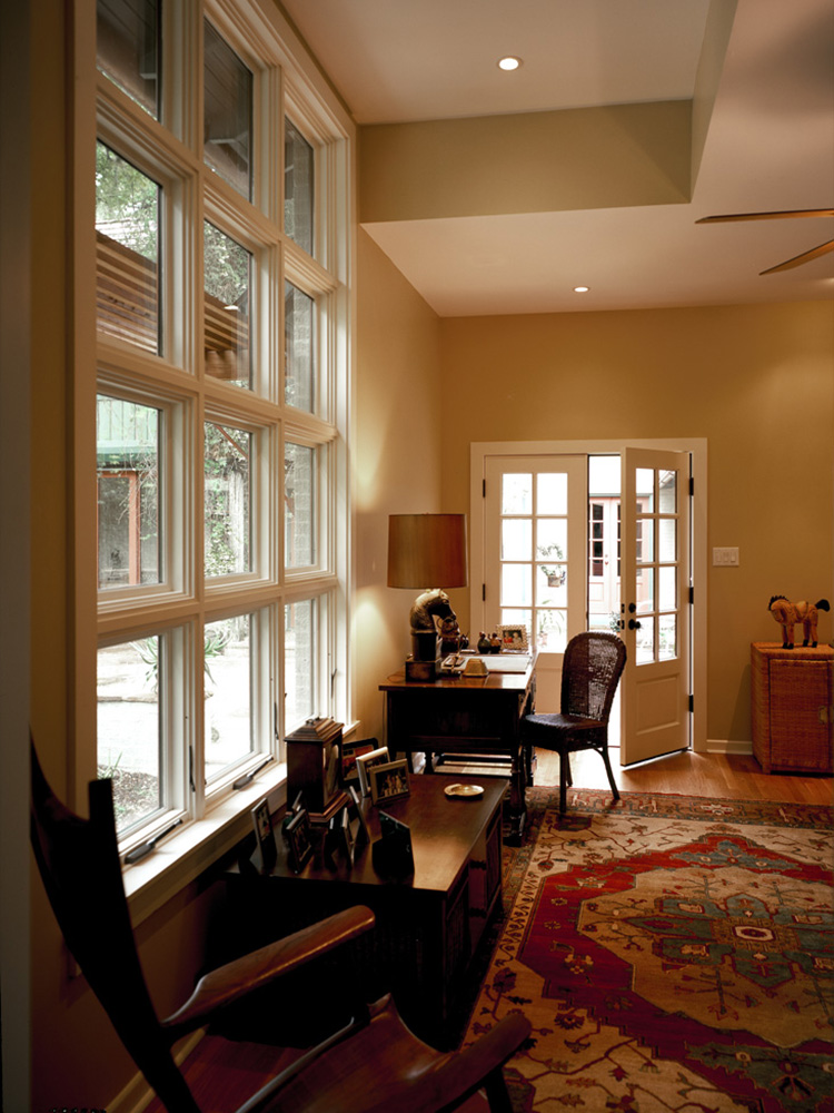 A mustard-colored living room.